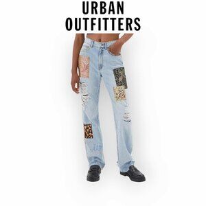 BDG Urban Outfitters Waist Patchwork Cowboy Jeans Boho Statement Denim Festivals